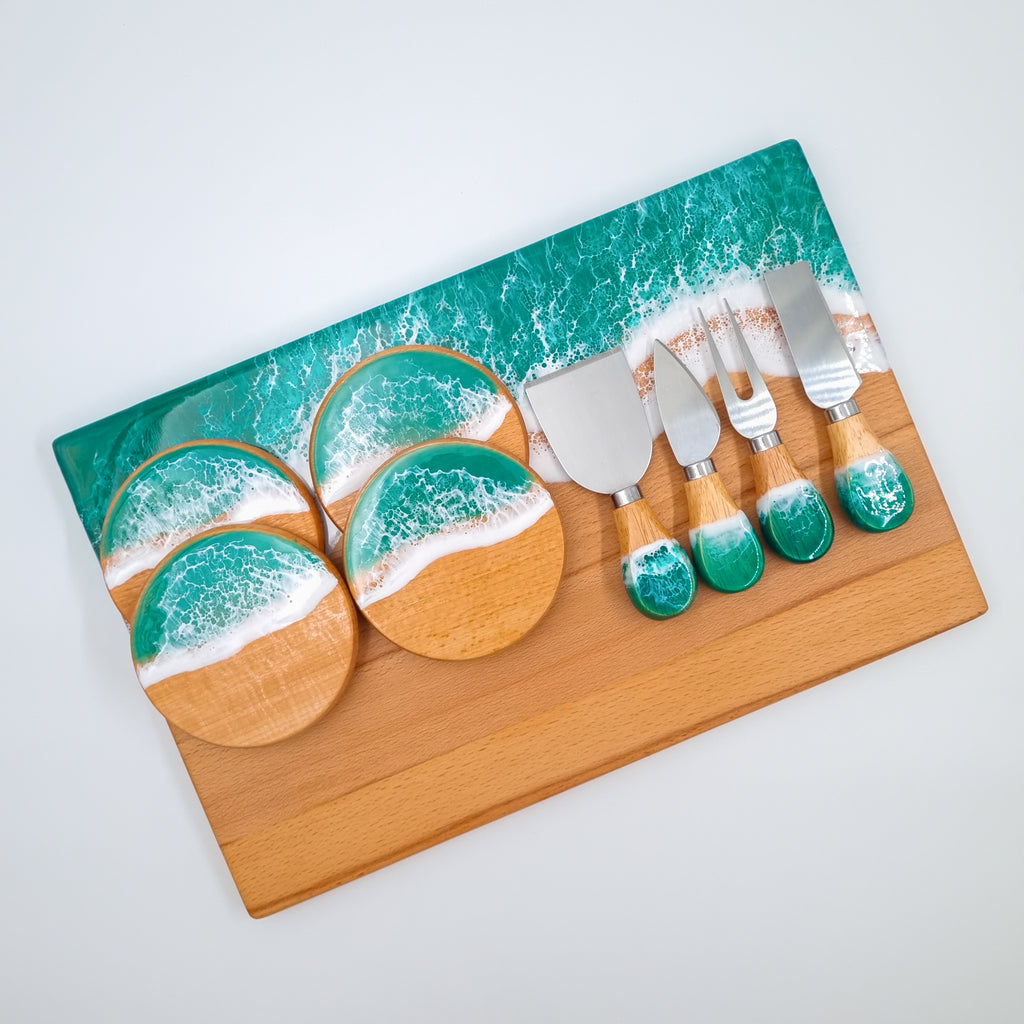 Kişiye Özel Yeşil Okyanus Dalga Sunum Seti Yeni Ev & Sevgiliye Hediye