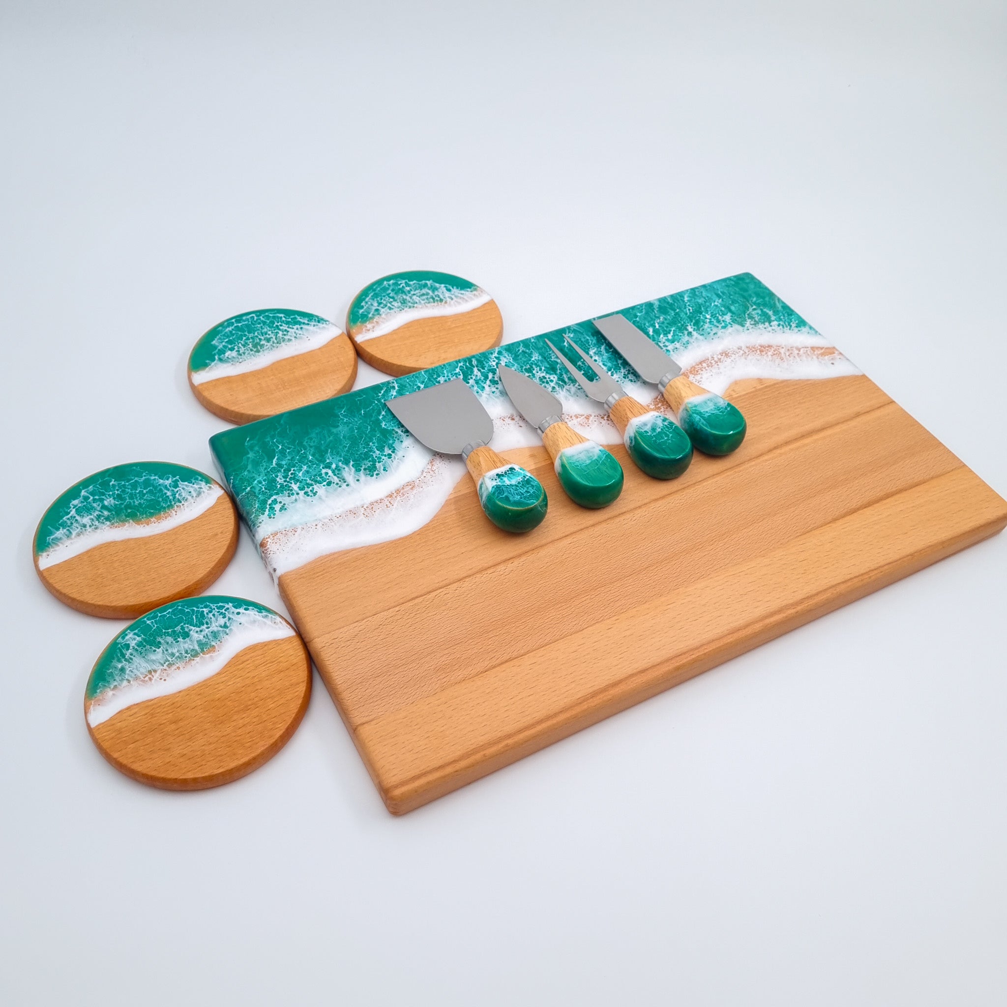 Kişiye Özel Yeşil Okyanus Dalga Sunum Seti Yeni Ev & Sevgiliye Hediye