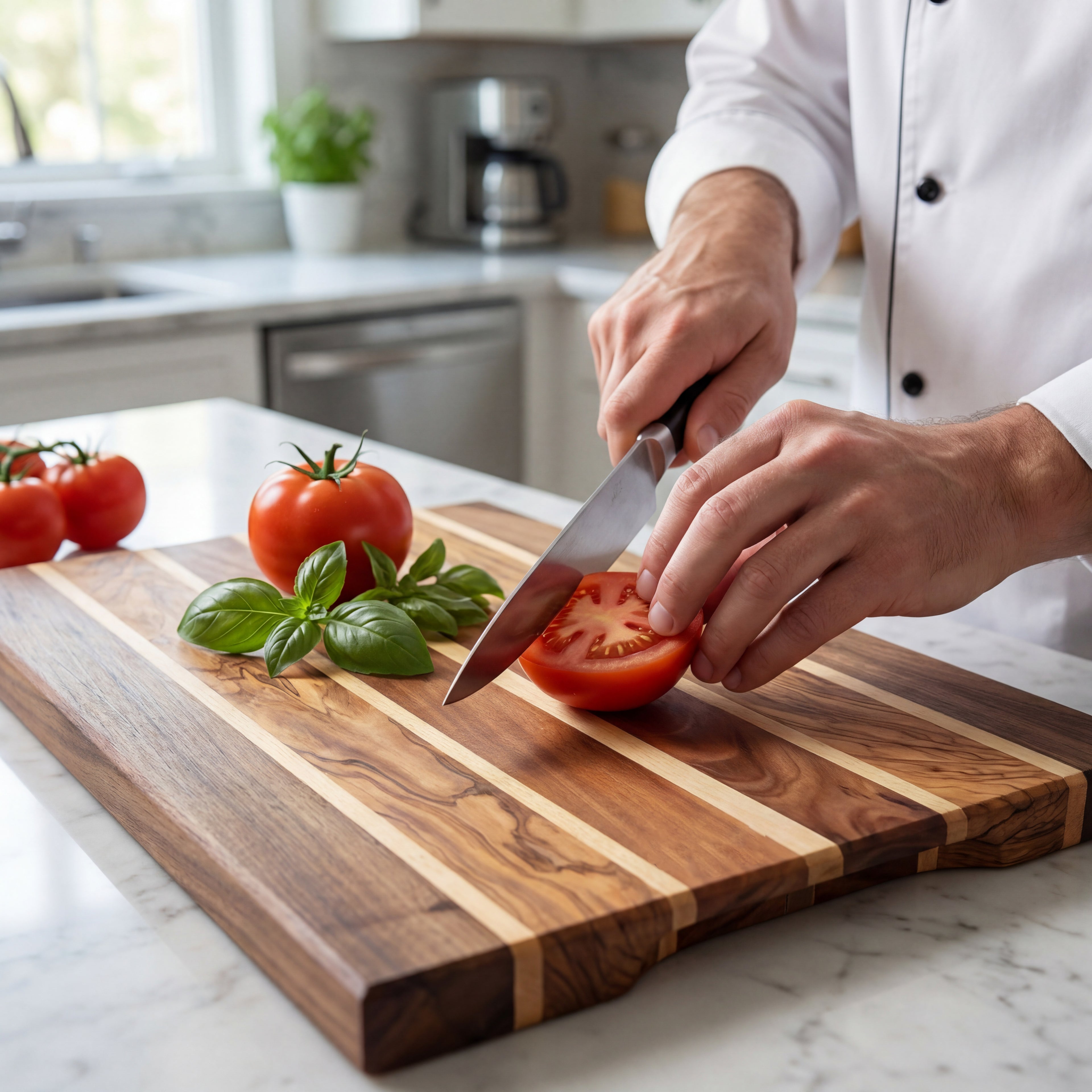 Özel Kesme Tahtası 38×28×2 cm Şerit Desenli Ahşap Sunum Tahtası